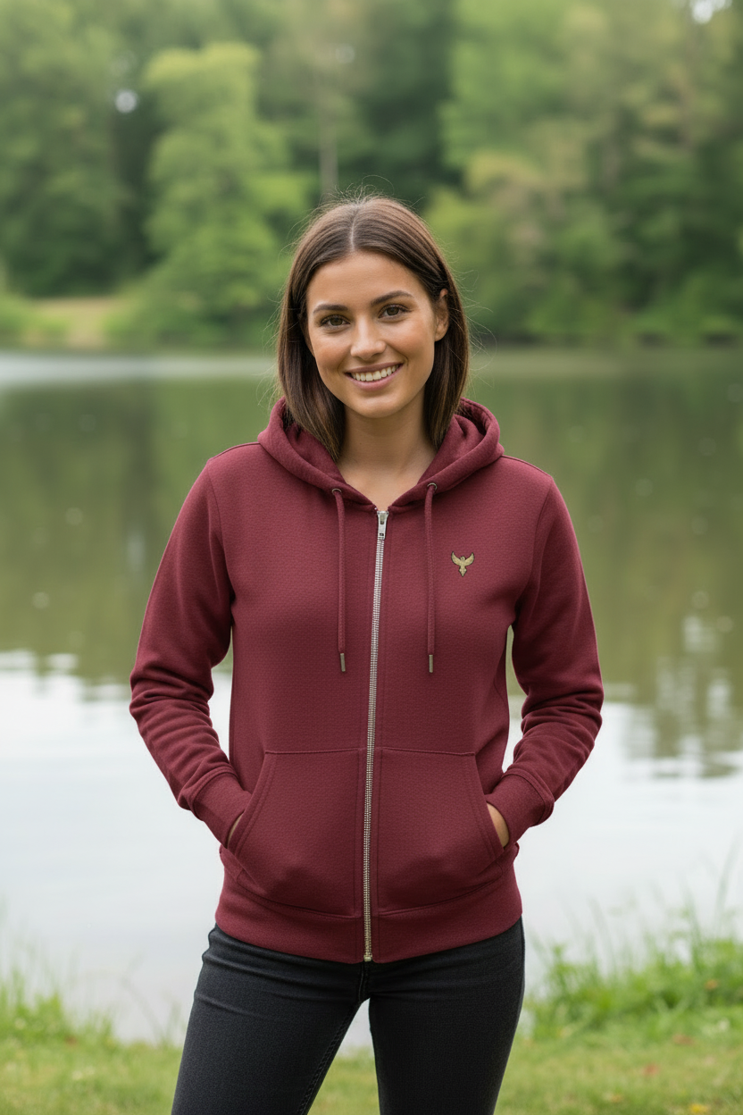 Organic Frauen Kapuzenjacke mit Phönix Logo